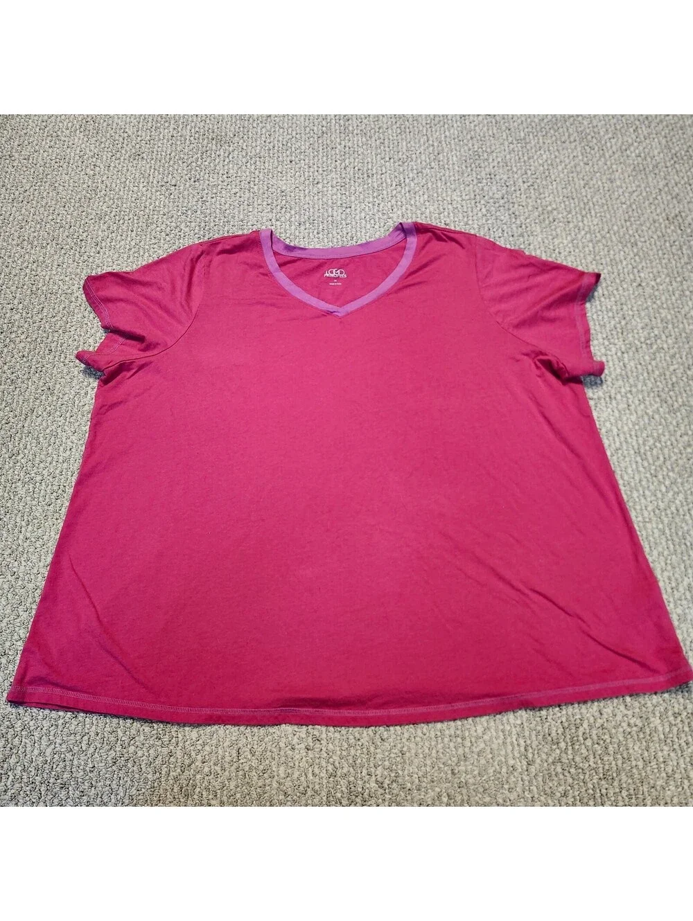 LOGO Principles Women's 3X V-Neck Pink Short Sleeve T-Shirt